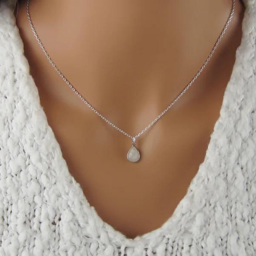 Crystal Teardrop Stone Necklace