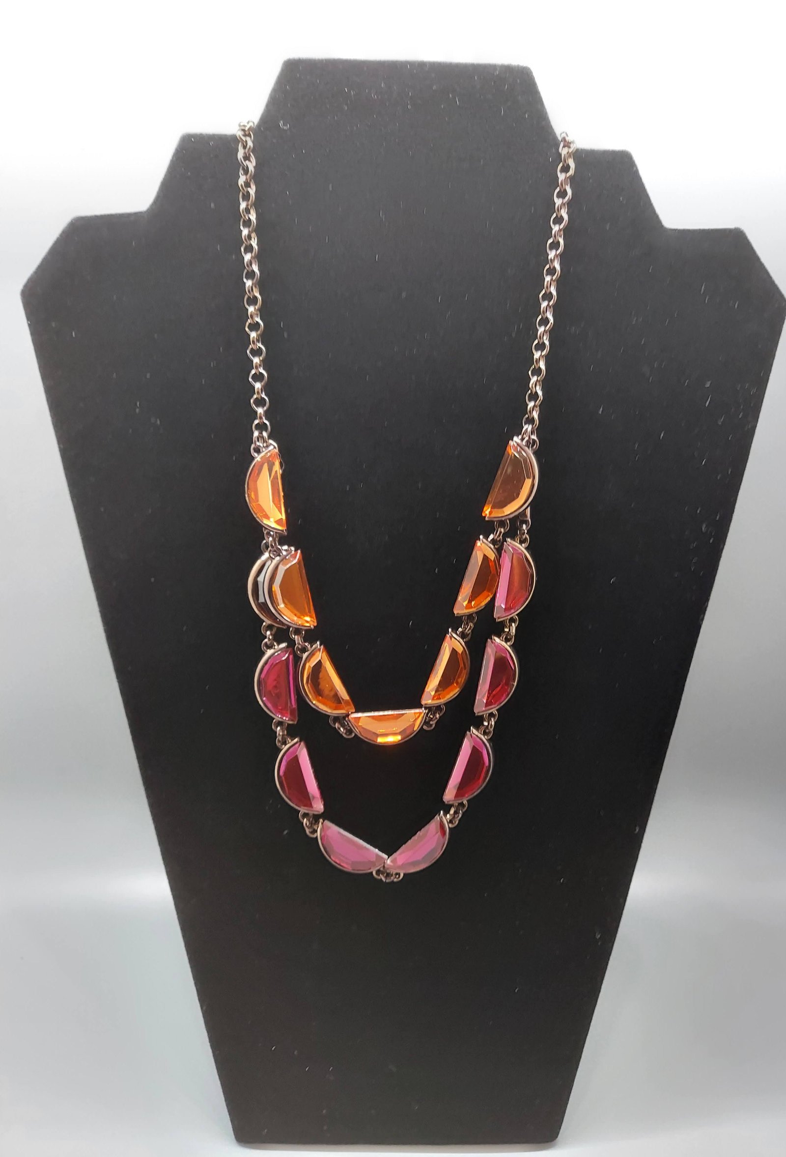 Red Crescent Moon Gem Necklace